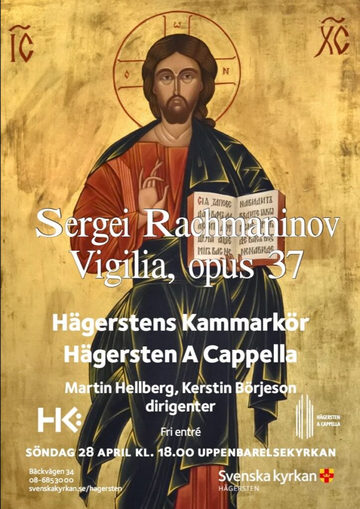 Poster för konserten den 28 april 2024 i Uppenbarelsekyrkan med HKK och HAC, Hellberg & Börjeson.
